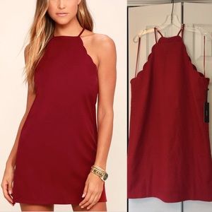 Lulus maroon scalloped dress